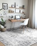 RELEANY Boho 6x9 Area Rugs Machine Washable Carpet Low Pile Non Shedding Doormat Soft Area Rugs for Living Room Bedroom Kitchen Dining Room Entryway Hallway Indoor-Grey/Black