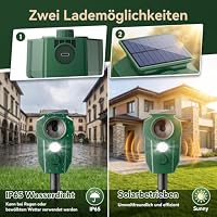 Katzenschreck Ultraschall 2er Set für Garten, Solar Katzenabwehr mit PIR-Bewegungsmelder, LED-Blitzlicht und 5 Modi, IP65 Marderschreck Garten Solar und Tiervertreiber für Rasen, Terrasse und Hof – Ansicht 6
