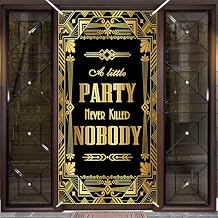Avezano Roaring 20s زينة الحزب Roaring 20s غطاء الباب لافتة 1920s زينة الحزب Retro Jazz Party Banner Speakeasy Decor