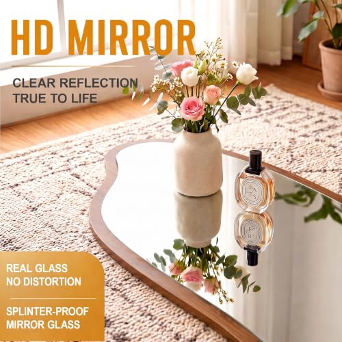 Image of Story@Home Asymmetrical Mirror 5.25 Feet | Wooden Mirror Full-Length | Aesthetic Standing Mirror for Bedroom, Home Decor Wall Mounted for Bedroom Living-Room - Walnut