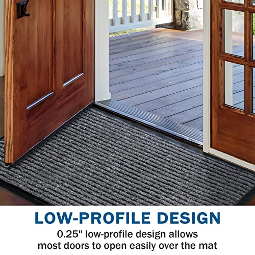 BAGAIL BASICS Door Mat 2-Pack, Indoor Outdoor Doormat Entryway Mats Front Porch Doormats, Non-Slip Dirt-Resistant Entrance Rug, Easy Clean and Durable - 30*17 inches, Grey - Thumbnail 4