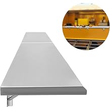 Folding Concession Shelf, Stainless Steel Serving Shelf 96" L x 12'' W Wall Shelf for Concession Window Food Truck Restaurant Kitchen Garage Laundry