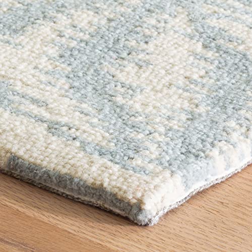 Dash And Albert Aster Sky Hand Micro Hooked Wool Rug, Runner-2.5 X 8 Feet, Sky Blue/Blue Geometric Pattern #TOP2