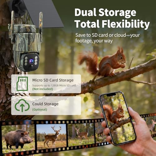 Sixeye 4G LTE Cellular Trail Camera 2 Pack, Built-in SIM Card No WiFi Needed, Solar Powered Game Camera, 2K Live Streaming, 360° PTZ View, Color Night Vision, PIR Motion Alerts, Two-Way Audio, IP66 by Sixeye - Used condition - Image 6