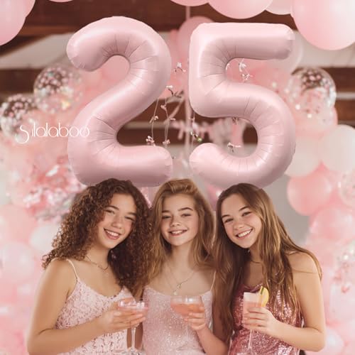 Image of 40 Inch Light Pink Number 25 Balloon 0-9 25th Foil Big Giant | Digital for Birthday Anniversary Graduation Decorations