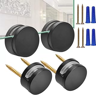 AccEncyc Black Upgraded 3-5mm Frameless Mirror Mounting Hardware 4 Pack Dual-Screw Fixing Mirror Mounting Kit with Heavy Duty Long Screws and Anchors (4 Pack)