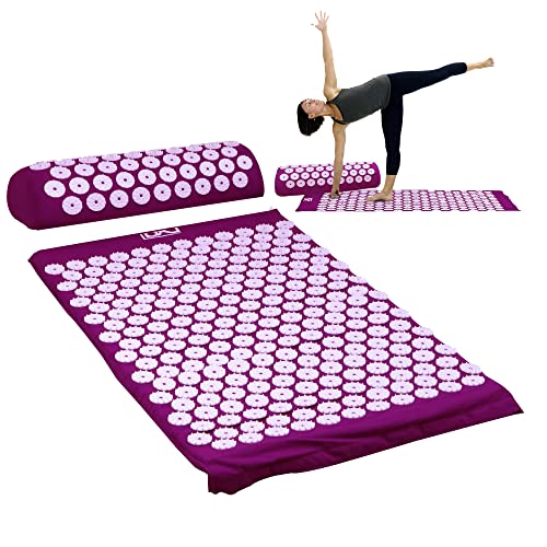 Acupressure MAT and Pillow Set with Bag - Relax Naturally - Stimulate Chi - Stress and Pain Relief - Back - Neck - Feet - Muscles - Mat 26
