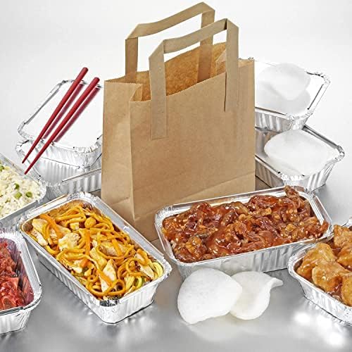 FIRST CHOICE KAYA Brown Paper Carrier Bag With Flat Handles Medium Size Ideal For Party Bags Gift Sandwich Food Takeaway Shopping 18 X 21 + 9 cm Sold by KAYA LTD (50)