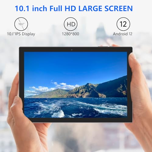 NOVOJOY 2 in 1 Tablet 10 Inch Android 12 OS Tableta, Tablets with Keyboard, Mouse, Case, Stylus, 64GB ROM+4GB RAM, 2MP+8MP Dual Camera, Quad Core Processor, 6000mAh Battery, 10.1 in FHD Tab Black - Thumbnail 3