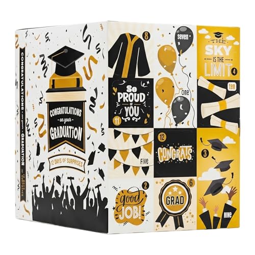 12 days of graduation gift box 12 Days Graduation Advent Calendar Empty Gift Box Luxury Paper Grad Box Graduation Cap Surprise Packaging Fill It Yourself DIY Empty Box for Graduation