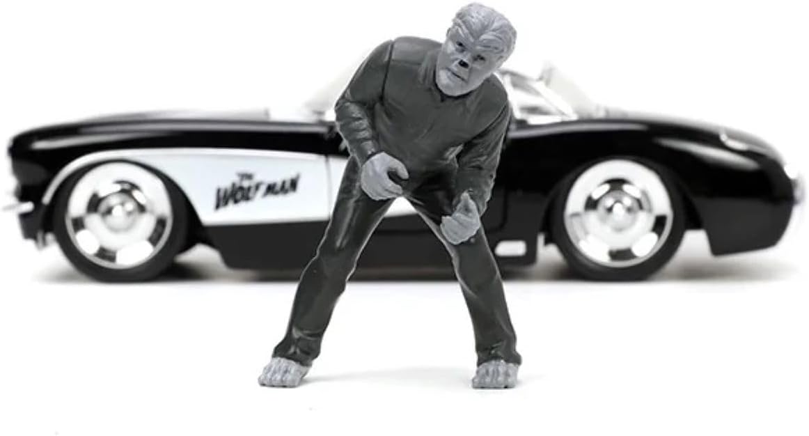 1:24 UNIVERSAL MONSTERS 1957 CHEVY CORVETTE w/WOLF MAN WOLFMAN Mini Car