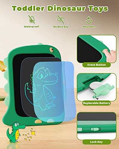 Kokodi Lcd Writing Tablet Doodle Board, 3 4 5 6 Year Old Boys Toys Gifts, 8.5 Inch Drawing Pad Airplane Travel Road Trip Essentials, Dinosaur Toddler Kids Games Birthday Christmas Stocking Stuffers #TOP2