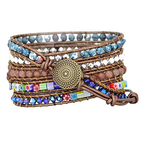 Bracelet montre perles naturelles ajustable pour un maintien confortable