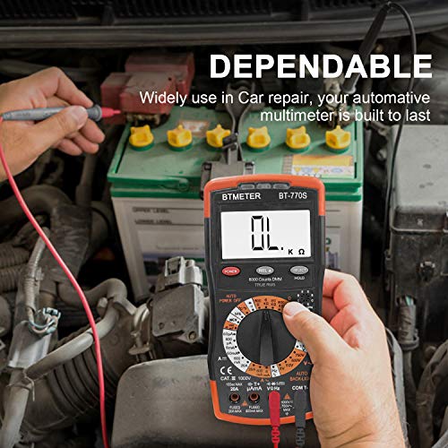 Btmeter Bt-770S Multimeter Manual Ranging Electric Meter, For Ac Dc Volt Amp Ohm Capacitance Frequency With Continuity Tester, Auto Backlit For Automotive Hobbyist Electrical Home #TOP6