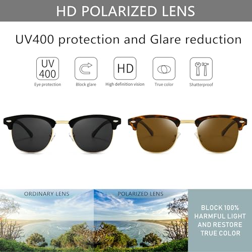 Image of SUNGAIT Polarized Sunglasses for Men and Women, Classic Half-Frame Retro Shades for Driving, Travel, and Outdoor Activities