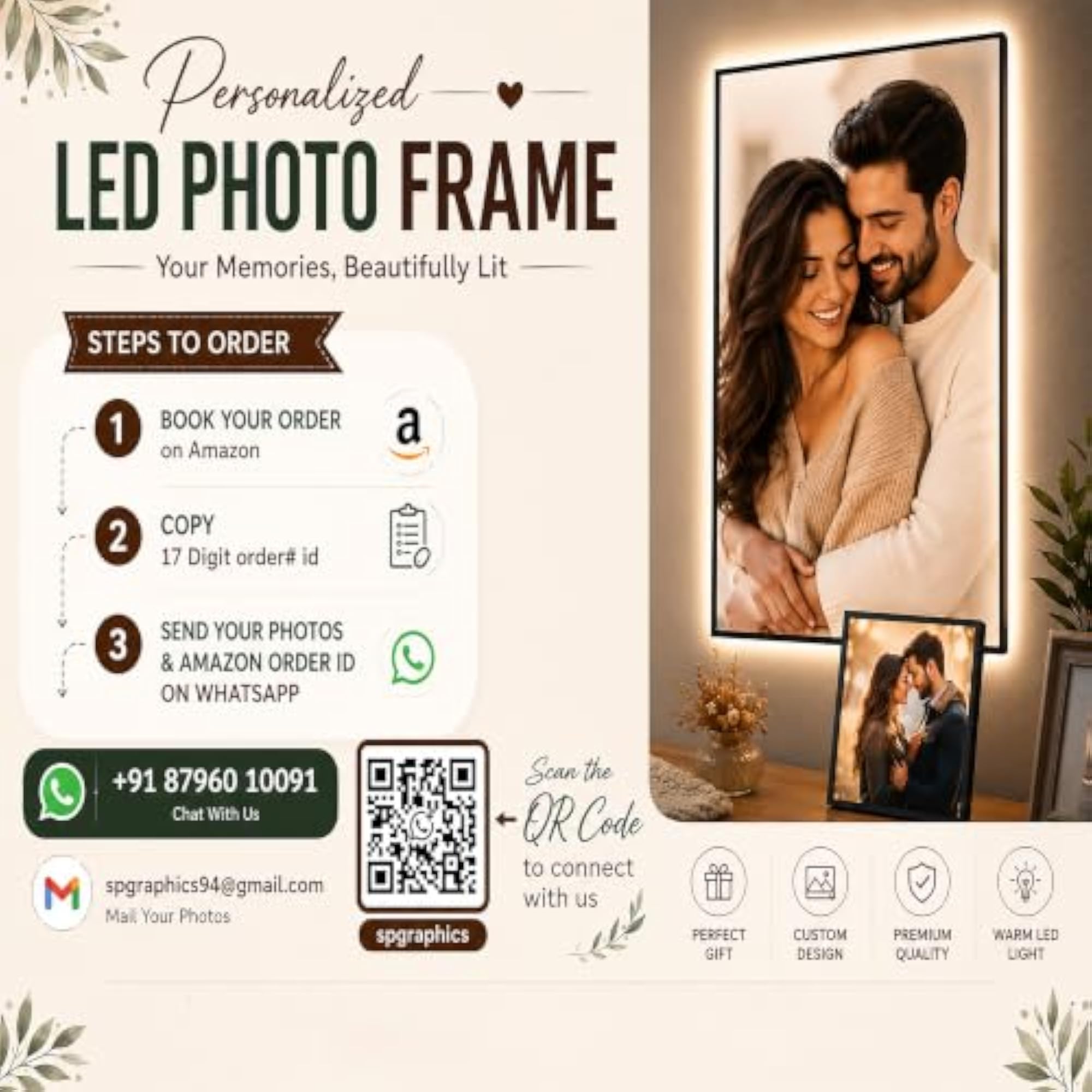 Customized LED Slim Photo Frame A4, Premium Acrylic Decor