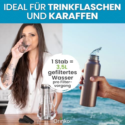ORINKO® Aktivkohle Kishu Binchotan x6 - Japanische Aktivkohle-Stäbchen zur Trinkwasserfilterung - Nachhaltige Alternative für reines Wasser - Natürlich, plastikfrei & wiederverwendbar