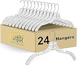 Quality Hangers Paquete de 24 perchas transparentes con corte de cristal para ropa, perchas antideslizantes