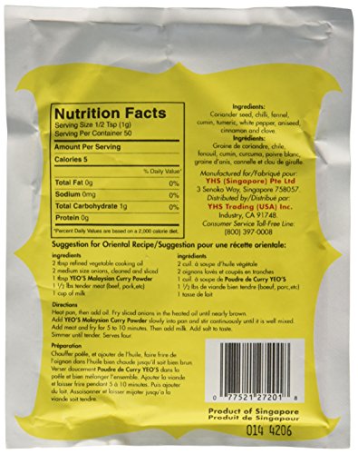 Yeo Malaysian Curry Powder (Poudre De Curry) - 1.76Oz (3 Packs) #TOP1