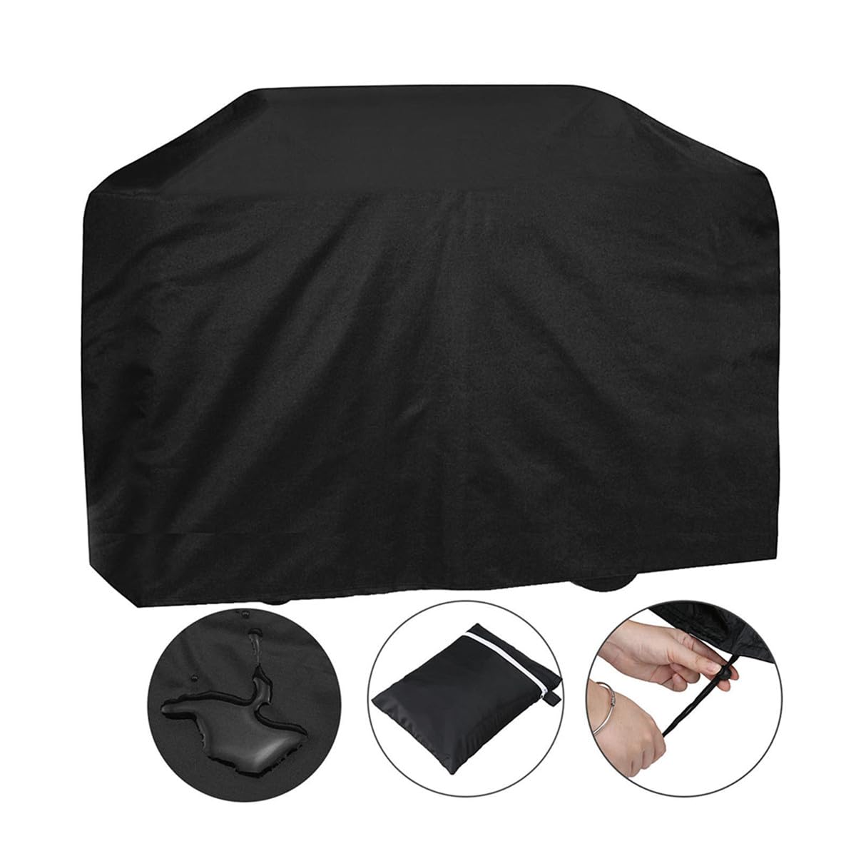 Funda para Barbacoa Poliéster Resistente para Parrillas y Muebles de Exterior Protección Polvo y Lluvia Color Negro