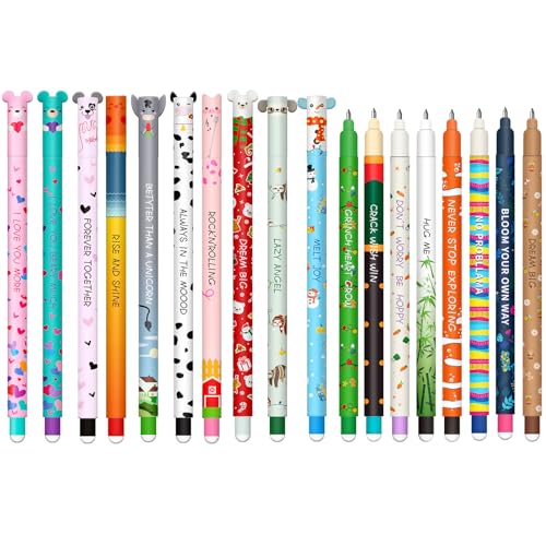 Set of Erasable Gel Pens - Weihnachten Radierbarer Gelschreiber Set, mit thermoempfindlicher Löschtinte, einer Vielzahl von Tintenfarben und Schaftdesigns, 0,7 mm (Weihnachten 18 Gel Eraser Pens)