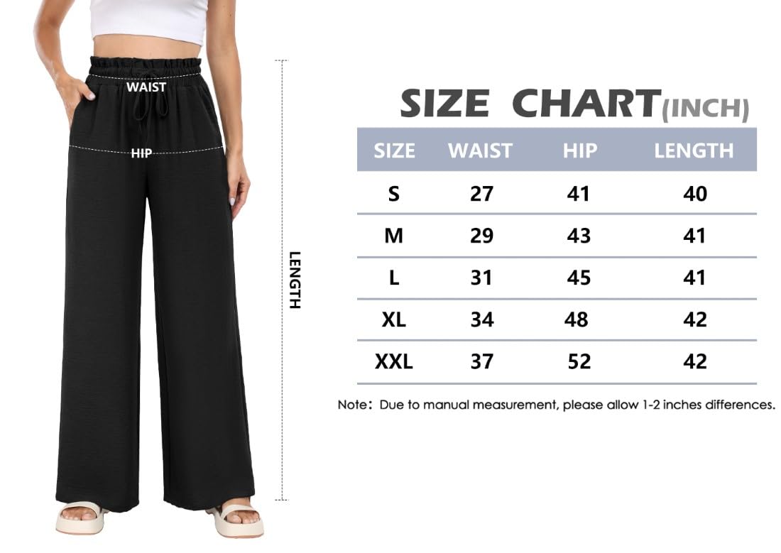 PrinStory Pantaloni da donna a gamba larga, leggeri, a vita alta, larghi e dritti, estivi