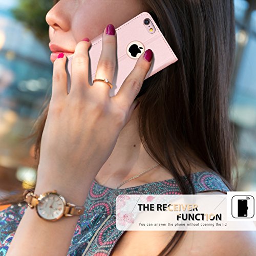 Fyy Leather Case With Mirror For Iphone 6S/Iphone 6, Leather Wallet Flip Folio Case With Mirror And Wrist Strap For Iphone 6S/Iphone 6 Rose #TOP6