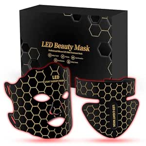 Yahi Red Light Therapy Mask for Face & Neck, 7-in-1 LED Light Therapy Mask with 850nm NIR, Lightweight Portable for Home & Travel, Rechargeable for Anti-Aging, Skin Firming & Revitalizing Glow, Black