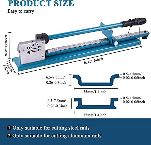 Utensile da taglio per guida DIN per progetti elettrici, design da banco da 35 mm con righello da 50 cm, doppia scanalatura per taglio in acciaio e alluminio