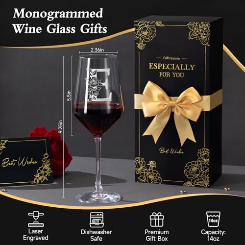 Giftissimo Personalized Wine Glass Gifts for Women Men, Monogrammed A-Z Wine Glasses Customized Gifts, Birthday Christmas Thank You Anniversary Promotion Gifts for Couples, Friends, Boss, Coworkers by Giftissimo - Used condition - Image 3