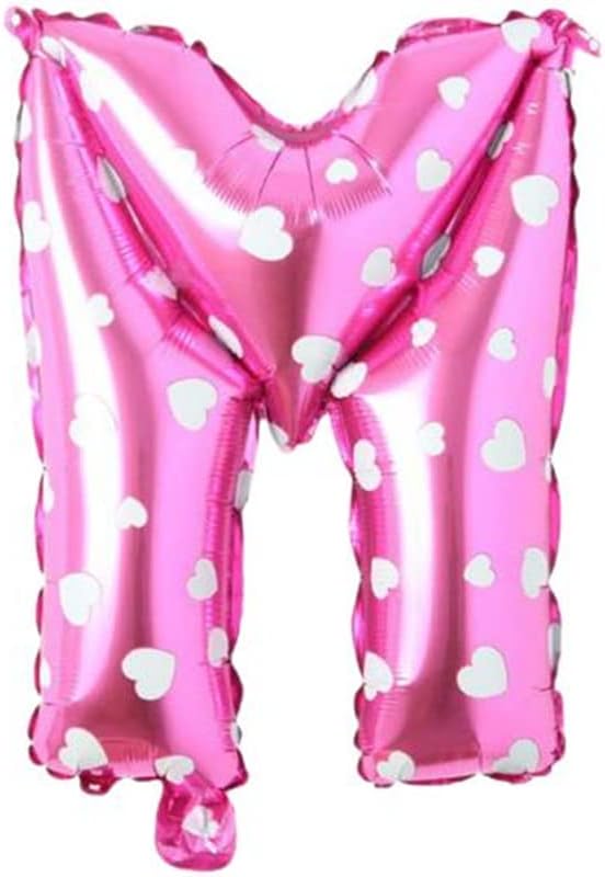 M Harfi 16 İnç Pembe Kalpli Renk Folyo Balon 36 CM (Pembe)