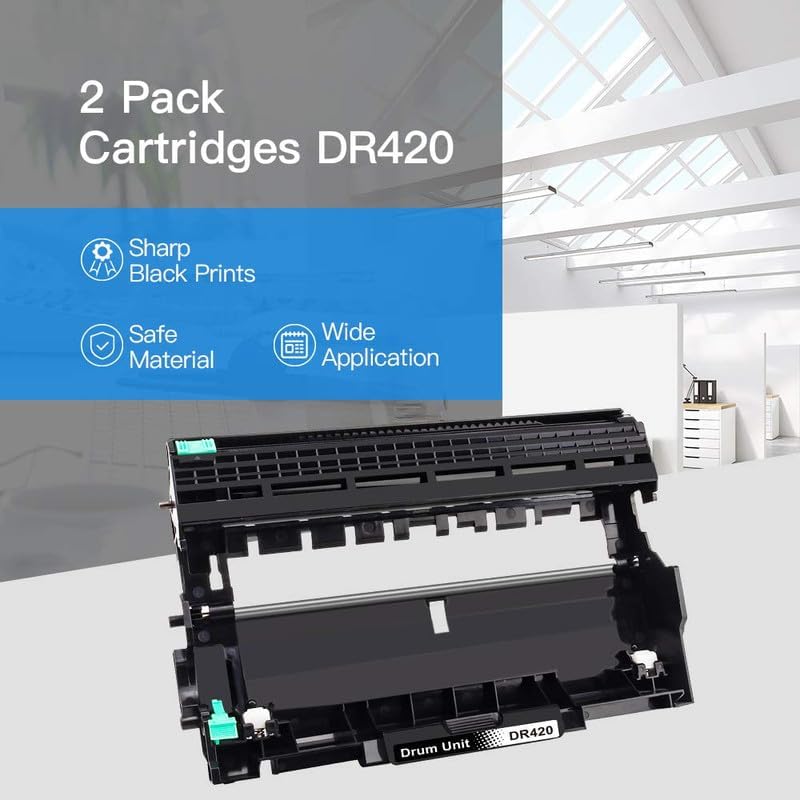 LxTek Compatible DR420 Drum Unit Replacement for Brother DR420 DR 420 TN450 TN 450 to use with HL-2270DW HL-2280DW HL-2240 HL-2240D MFC-7360N MFC-7460DN MFC-7860DW Printer（2 Black, High Yield）