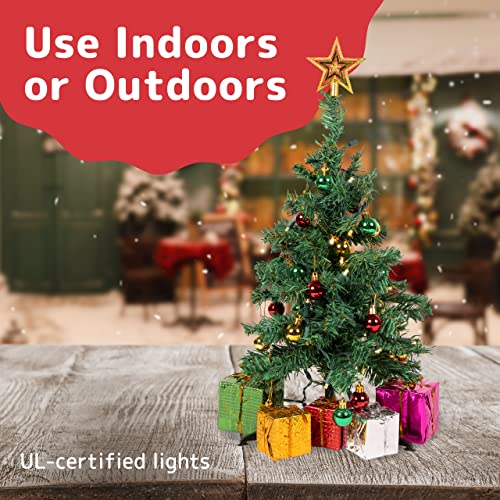 Prextex 23 Inch Tabletop Mini Christmas Tree Set With Warm-White Led Lights, Star Treetopper, Decorated Gift Boxes And Hanging Ornaments For Diy Christmas Decorations, Great Tabletop Christmas Tree #TOP5