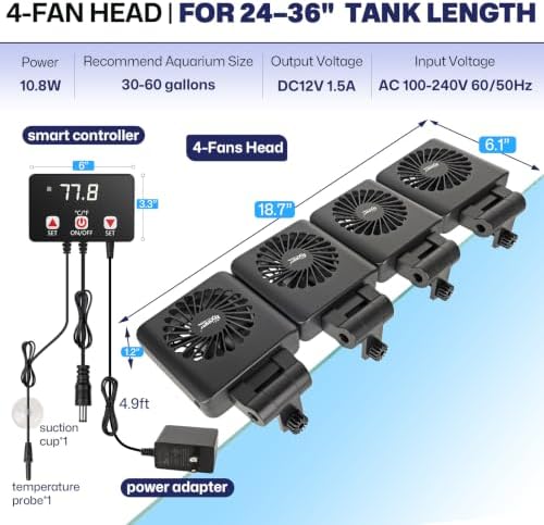 hygger Aquarium Cooling Fan with Smart Temp Control for 30-60 Gal Tanks — view 5