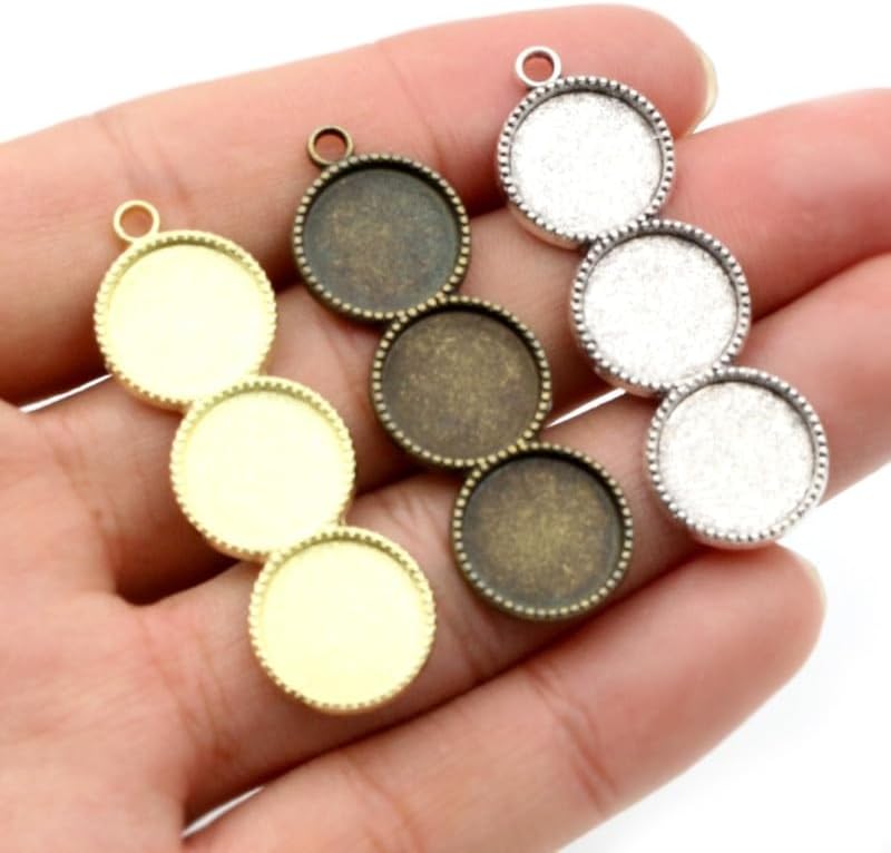 Miniatura 4 de Kentuckiz 10Pcs 12Mm Inner Size Three Cameo Cabochon Blank Base Setting Pendant Bezel Trays Diy Necklace Pendant Jewelry Findings