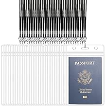100 Sets 4 x 6 Inch Passport Holder Extra Large ID Badge Holder with Lanyards, Vertical Waterproof Clear Plastic ID Card Badge Protector Fill for Passport Credit Card Plane Ticket Receipt Cash