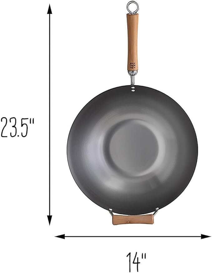 Wok de Acero al Carbono Joyce Chen 14 pulgadas con Tapa y Mangos miniatura 3