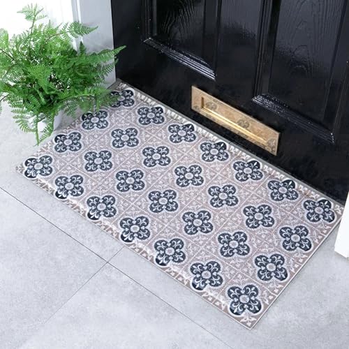 Image of Artsy Mats Beige Mosaic Pattern Indoor & Outdoor Doormat - Incredibly Durable & Weatherproof Doormats - Washable Non Slip Mat, (70x40cm)
