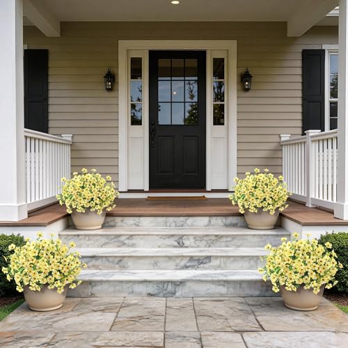2Set Artificial Eucalyptus Flower Topiary Tree for Front Porch(Yellow) by GLIDLION - Used condition - Image 4