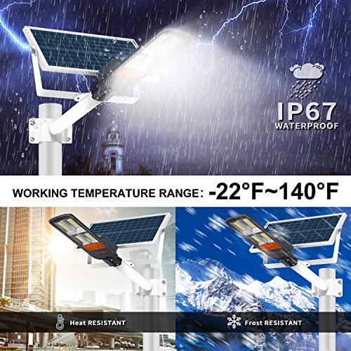 Gebosun 300W LED Solar Street Lights Outdoor, 60000LM 6000K Waterproof Outdoor Solar Flood Light, Dusk to Dawn Security Yard Light with Remote Control, Solar Garden Lamp for Pathway Driveway by Gebosun - Used condition - Image 3