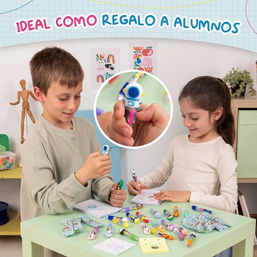 Miniatura 4 de Bonnyco Boligrafo Multicolor, Pack 30 Regalos Cumpleaños Niños Colegio En Bolsas Sorpresa. Boli 4 Colores Con Figuras Divertidas. Detalles Cumpleaños Niños, Regalitos Alumnos, Relleno Piñata