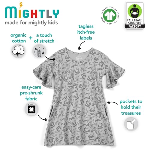 Mightly Girls' Flutter Sleeve A-Line Dress with Pockets | Organic Cotton for School, Birthday, and Play, Fair Trade Certified3
