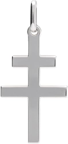 1001 Bijoux Pendentif croix de lorraine argent 925‰ rhodié + Cer 