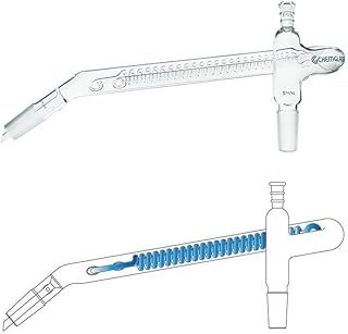 Chemglass CG-1212-24 Series CG-1212 Gooseneck Large Distilling Condenser, 29/42 Inner Joint, 440 mm Width