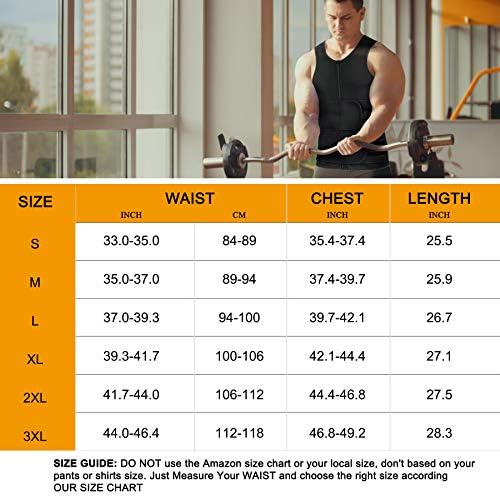 Sauna Vest for Men with Waist Trainer Zipper Neoprene Sauna Sweat Suit Tank Top Workout Waist Trimmer Vest