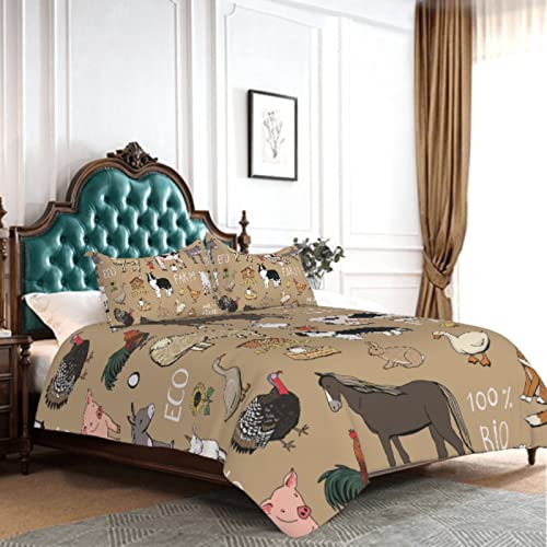 Damngud Farm Aninmal Bedding Set Cute Animal For Kids Girls Boys Comforter Set Cartoon Theme For Teenagers Decorate Bed 1 Duvet Cover And 2 Pillow Cases No Comforter Twin Size #TOP3