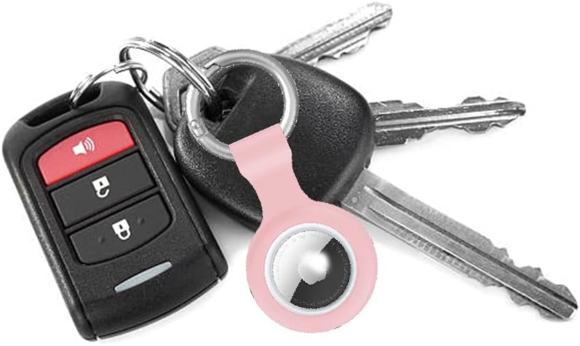 4-Pack Silicone Cover for AirTags with Keychain, Air Tag Keychain Case Silicone Air Tag Holder AirTags Case Compatible with AirTags (Black, Red, Blue, Green, 4-Pack)