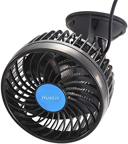 HueLiv Car Fan 12V 4.5" Electric Car Cooling Fan with 360 Degree Adjustable That Plugs into Cigarette Lighter/Low Noise Automobile Vehicle Fan for Car Truck Van SUV RV Boat