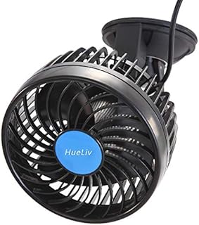 HueLiv Car Fan 12V 4.5" Electric Car Cooling Fan with 360 Degree Adjustable That Plugs into Cigarette Lighter/Low Noise Automobile Vehicle Fan for Car Truck Van SUV RV Boat