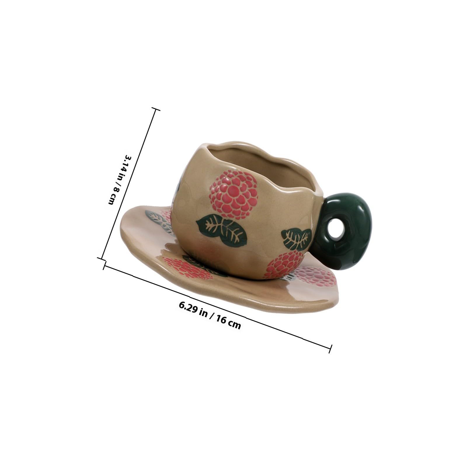 Set de Tasse à Café Vintage en Céramique Couleur Café avec Soucoupe, Design Créatif Simple, pour Boissons Gazeuses et Cocktails, 1 Set pour Moments Personnels
